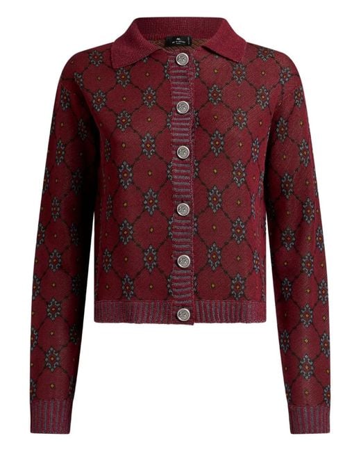 Etro Red Patterned Cardigan