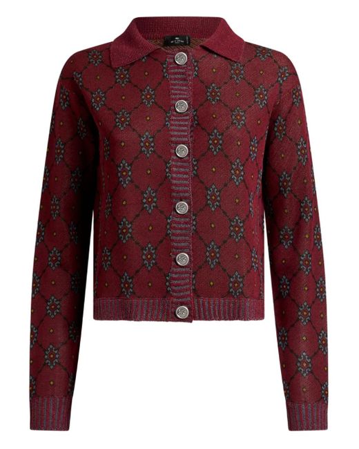 Etro Red Patterned Cardigan