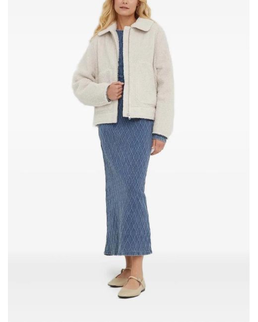 Drykorn White Teddy Zip-Up Jacket