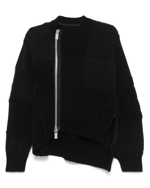 Sacai Black Patchwork Cardigan