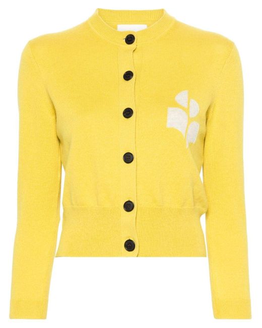 Isabel Marant Yellow Intarsien-Cardigan mit Logo