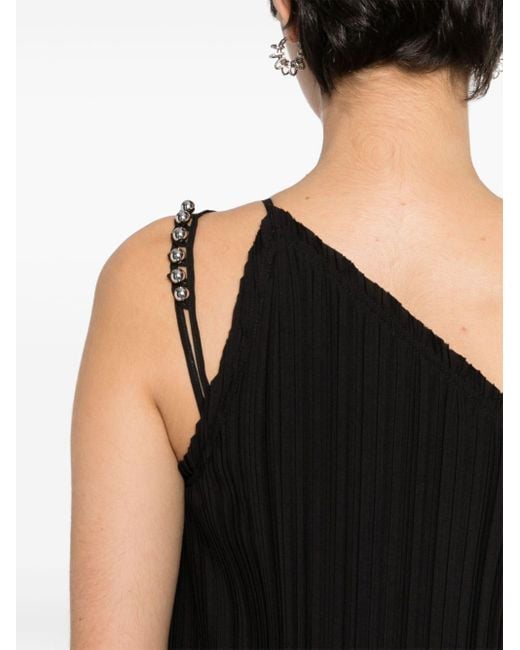 Lanvin Black Asymmetric Plissé Maxi Dress