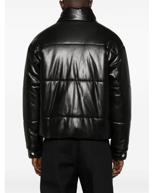 Nanushka Black Marron Faux-leather Puffer Jacket for men