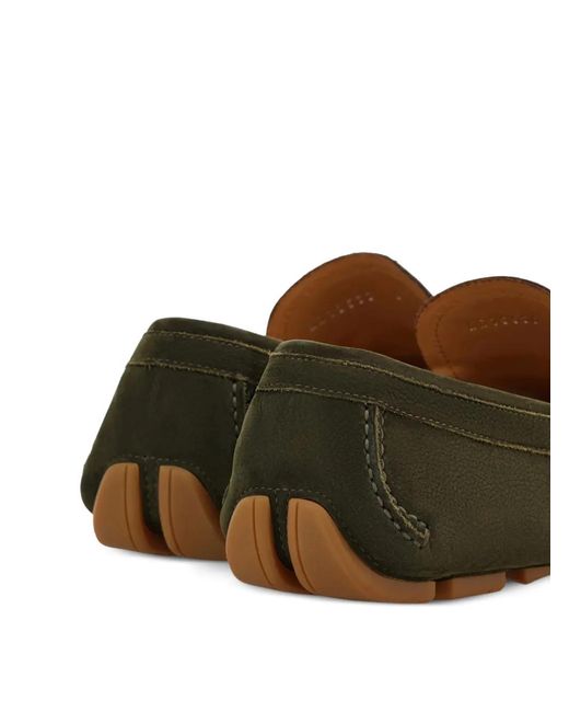 Ferragamo Green Gancini Woven-Strap Loafers for men