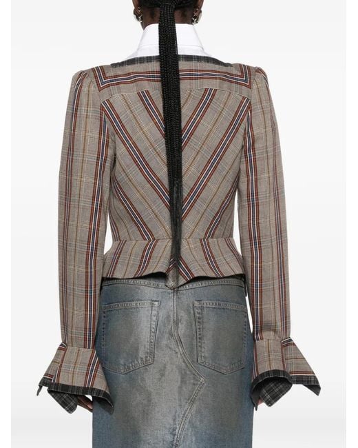 Vivienne Westwood White Dandy Double-Breasted Check Jacket
