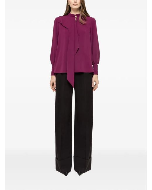 Nissa Purple Blouse À Design Drapé