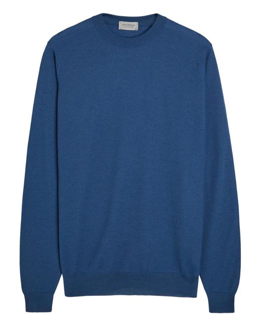 John Smedley Blue Textured Crew-Neck Sweater for men