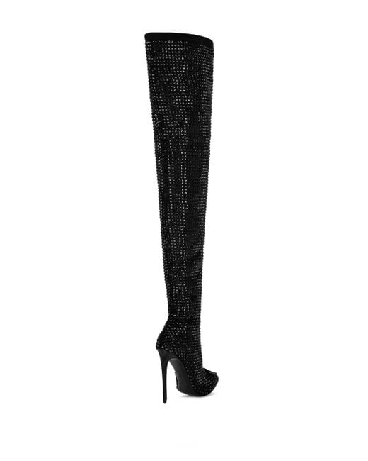Philipp Plein Black Rhinestone Boots