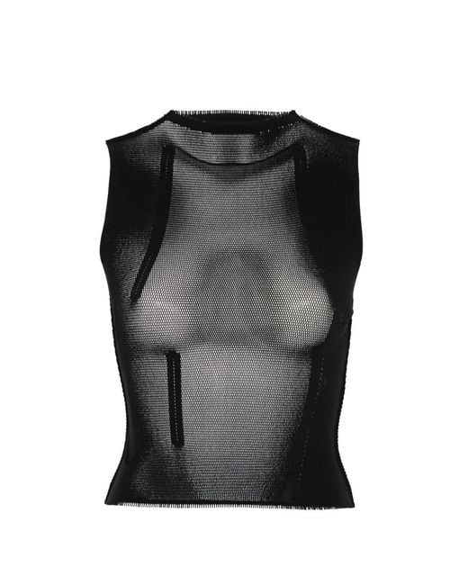 Issey Miyake Black Mesh Panelled Top