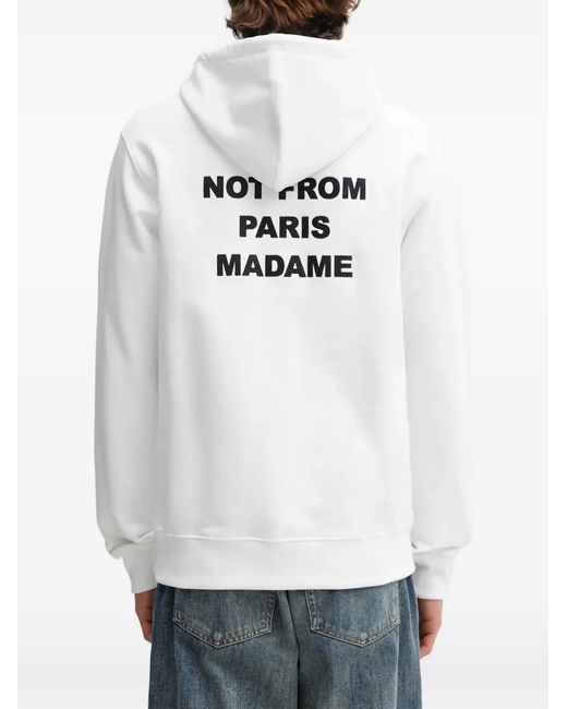 Drole de Monsieur White Drawstring Hoodie for men