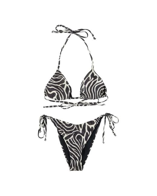MATINEÉ Metallic Kate Zebra-Print Triangle Bikini