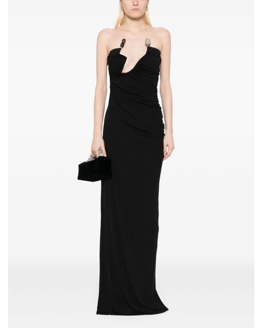 Christopher Esber Black Odessa Arced Strapless Gown Dress