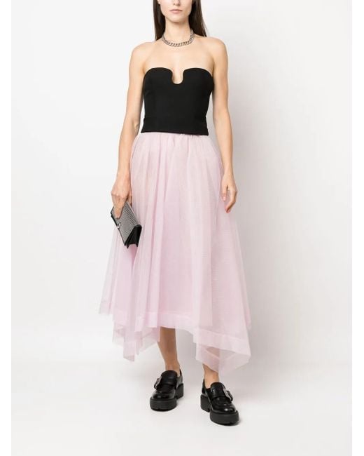 Alexander McQueen Pink Asymmetric-Design Tiered-Skirt