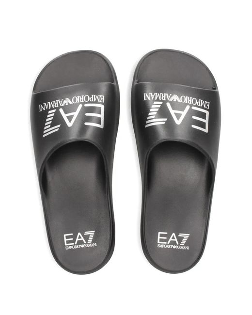 EA7 Black Logo Slides for men