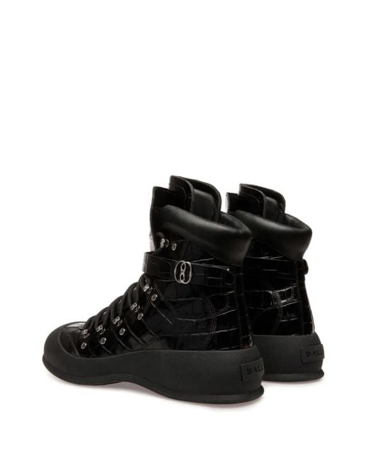Bally Black Clyff Crocodile-Embossed Boots for men