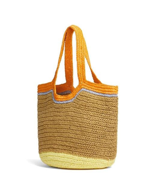 Marni Yellow Raffia Logo Shoulder Bag