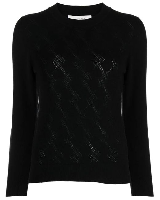 Pringle of Scotland Black Pointelle-Argyle Knit Cashmere Jumper