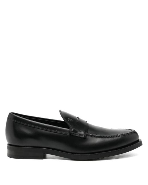 Tod's Black Leather Loafers for men