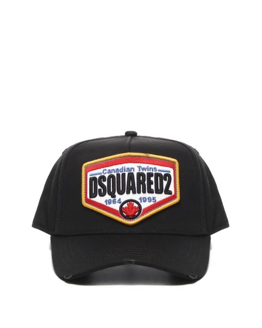 DSquared² Black Logo-Patch Adjustable Baseball Cap for men