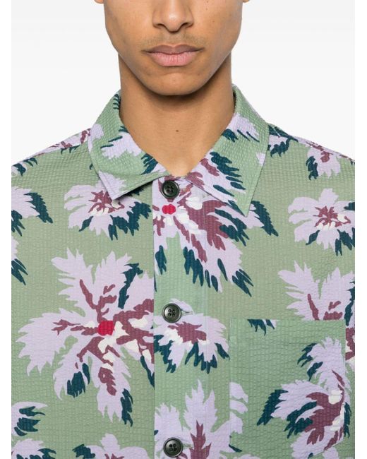 Paul Smith Seersucker-Hemdjacke mit Blumen-Print in Green für Herren