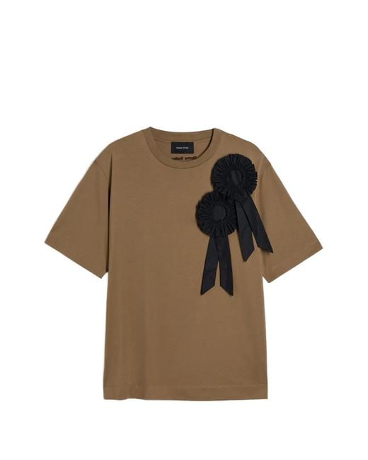 Simone Rocha Brown Ruffle Rosette-Detail T-Shirt for men