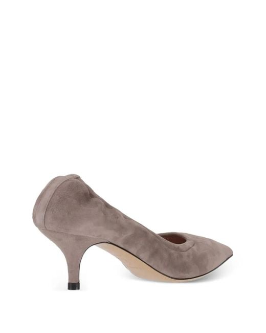 P.A.R.O.S.H. Gray Suede Point-Toe Pumps