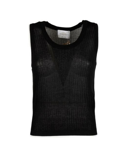 Cinque Black Ribbed-Knit Tank Top