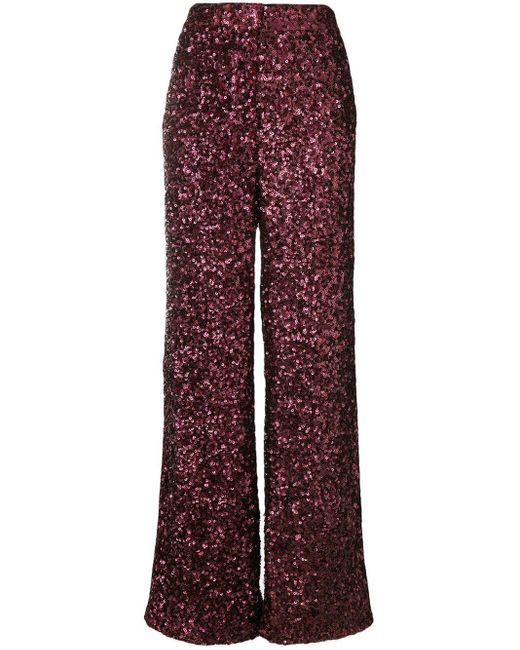 red sequin wide leg pants