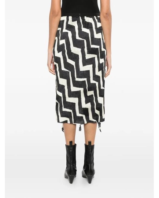 JNBY White Geometric-Print Midi Skirt