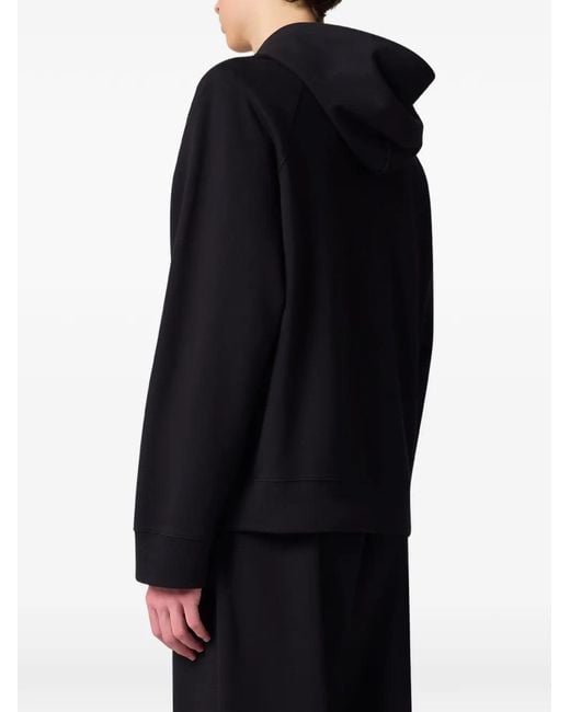 MSGM Black Logo-Patch Zip-Up Hoodie for men