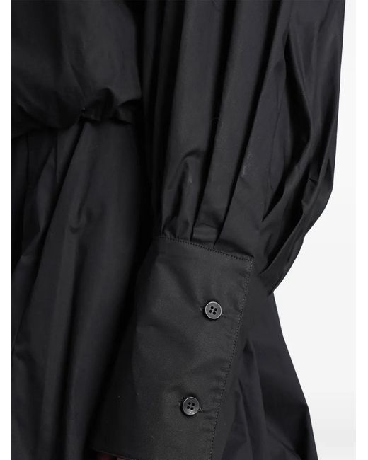 Thelatest Black Diana Pleated Puff-Sleeve Blouse