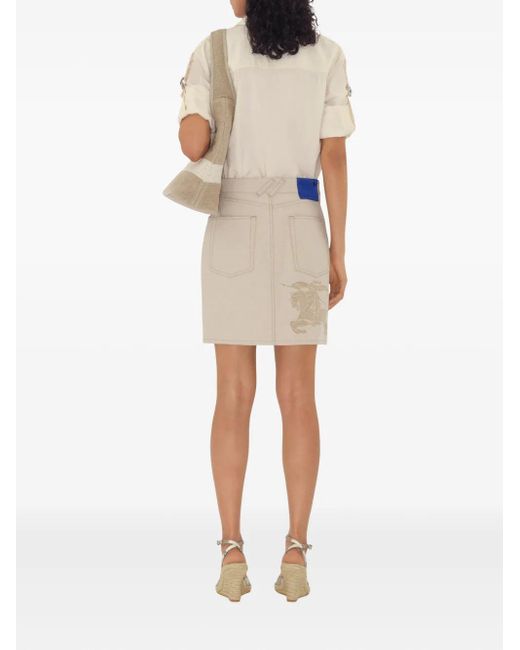 Camisa de seda con logo bordado Burberry de color White