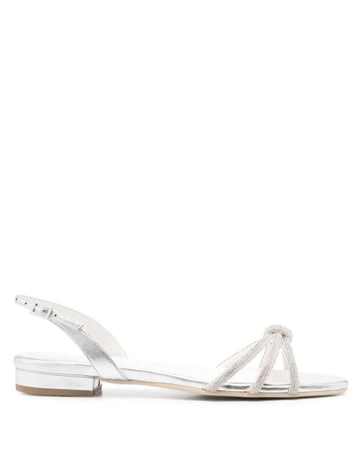 Ginissima White Rhinestone-Embellished Sandals