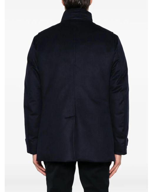 Moorer Blue High-Neck Buttoned Jacket for men