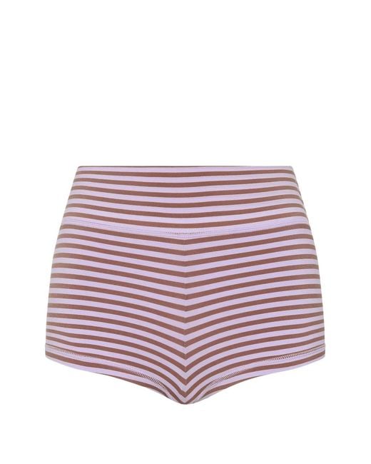 The Upside Red Miami Fox Striped Bikini Shorts