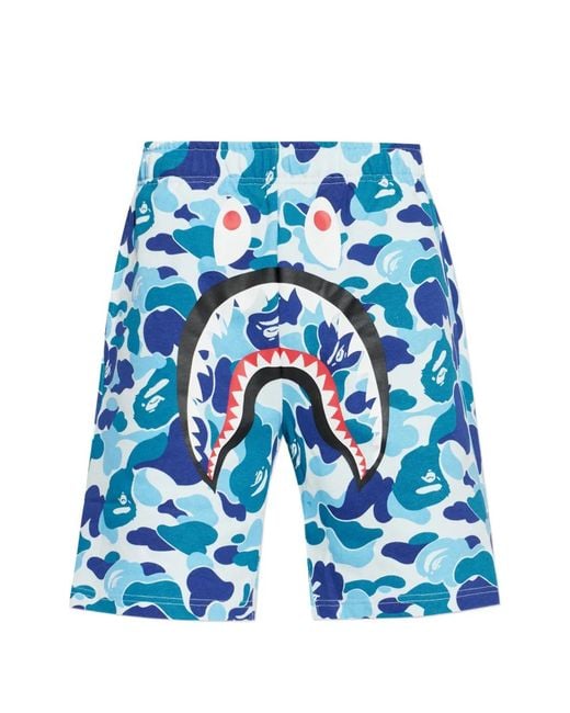 A Bathing Ape Blue Abc Camo Shark Shorts for men