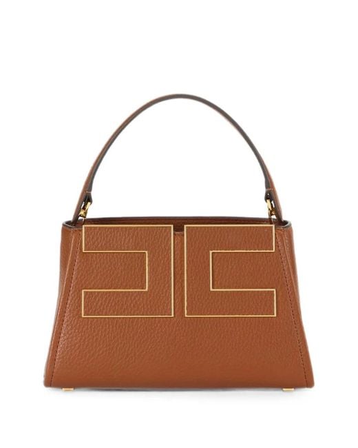 Elisabetta Franchi Brown Handbag With Logo