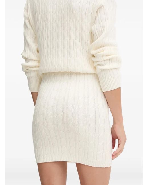 Guess White Cable-Knit Logo-Patch Mini Skirt