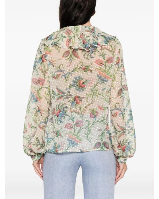 Etro Multicolor Ruffled Floral Top