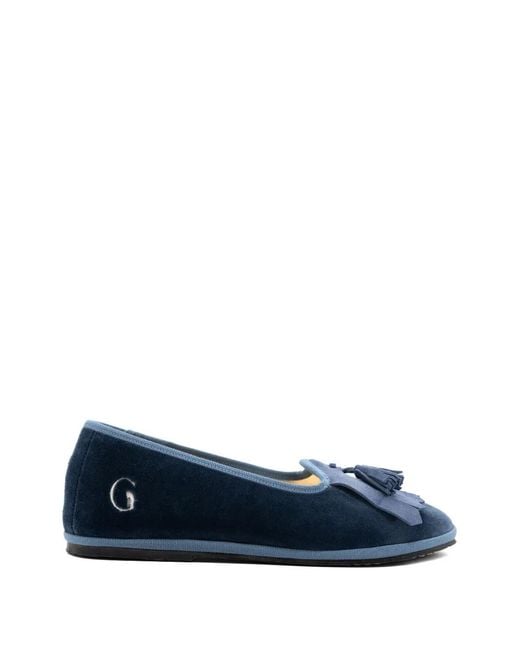 Gondolina Blue Monte Cristallo Fringe Tassel Loafers
