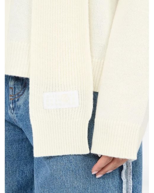 MM6 by Maison Margiela White Scarf-Detail Button-Up Cardigan