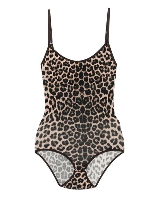 Baserange Black Leopard-Print Bodysuit