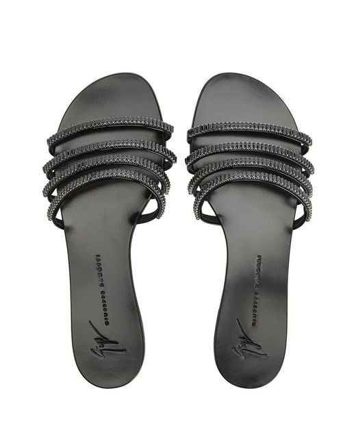 Giuseppe Zanotti Black Iride Crystal-Embellished Sandals