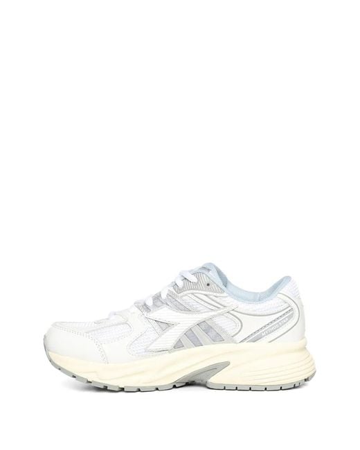 Diadora White Mythos Star Lea Logo-Detail Sneakers