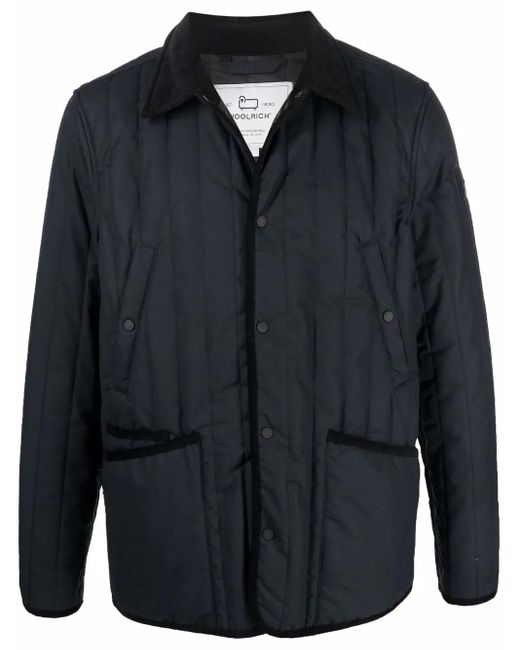 Woolrich Blue X British Millerain Barrier Quilted Shirt Jacket for men