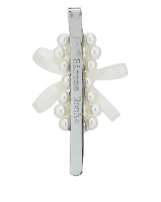 Simone Rocha White Pearl Bow Hair Clip
