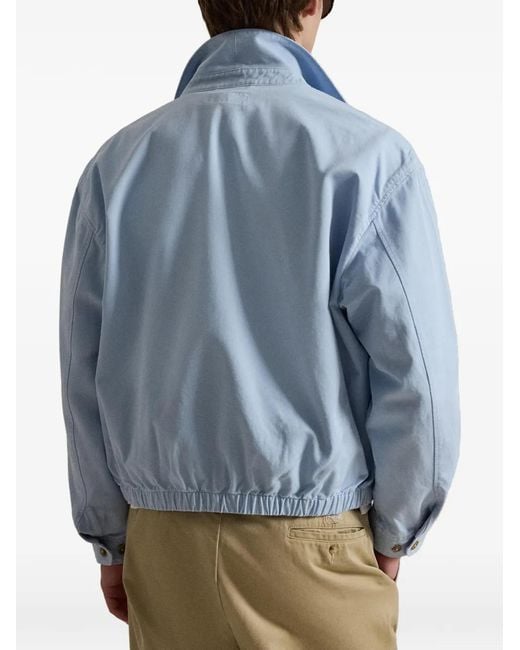 Polo Ralph Lauren Blue Zipped Embroidered-Detail Jacket for men