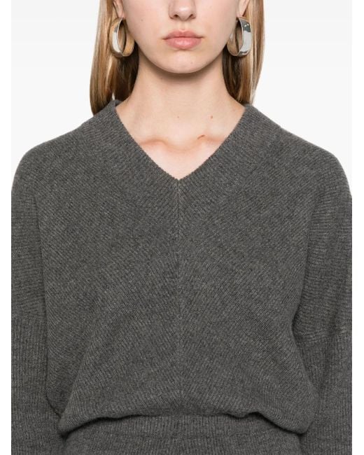 Robe En Maille Nervurée À Coupe Longue Brunello Cucinelli en coloris Gray