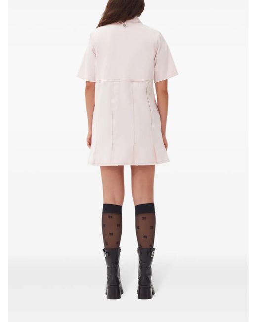 Ganni Pink Pleat-Hem Denim Mini Dress