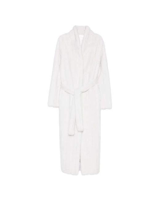 Liska White Long-Sleeve Belted Coat